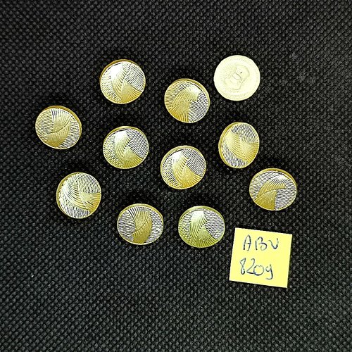 11 boutons en verre jaune clair - 13mm - abv8209