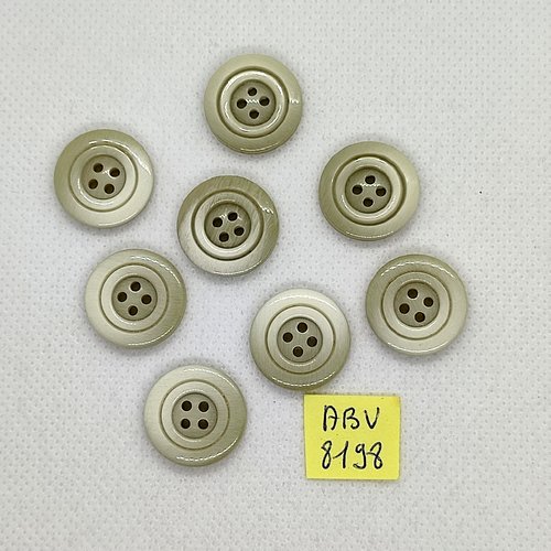 8 boutons en résine vert / kaki - 18mm - abv8198