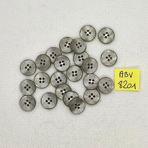 23 boutons en résine gris - 11mm - abv8201