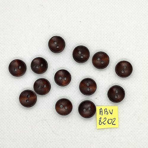 13 boutons en résine marron - 12mm - abv8202