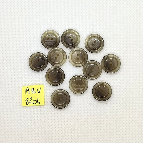 12 boutons en résine vert - 14mm - abv8204
