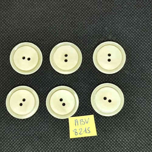 6 boutons en résine ivoire - 22mm - abv8215