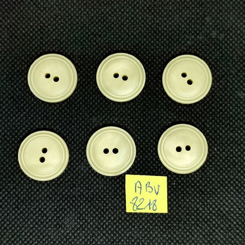 6 boutons en résine ivoire - 20mm - abv8218