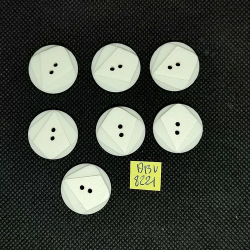 7 boutons en résine blanc - 22mm - abv8221