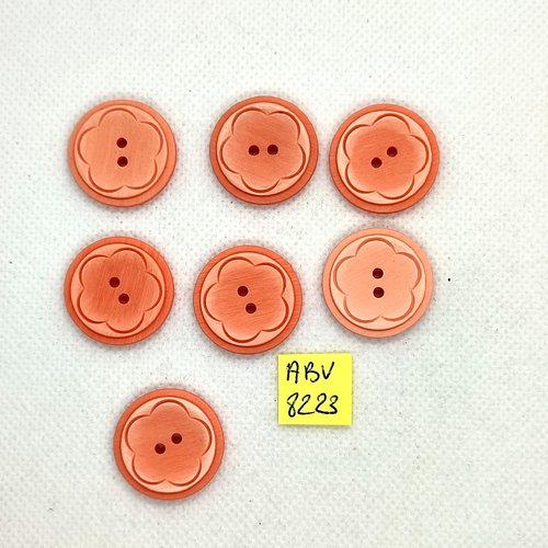 7 boutons en résine rose - 23mm - abv8223