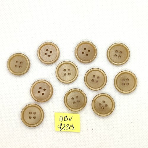 11 boutons en résine beige - 18mm - abv8239