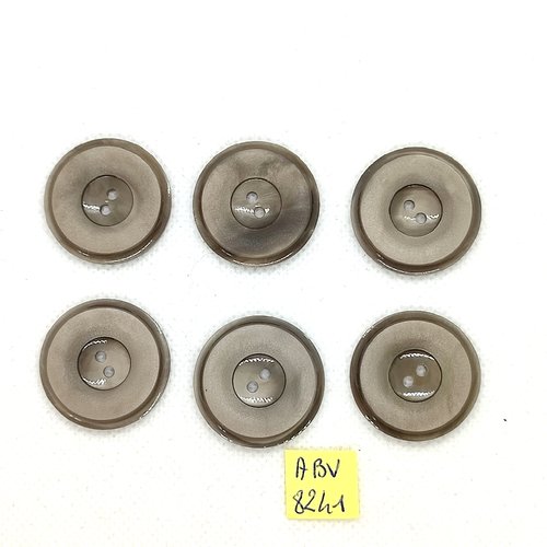 6 boutons en résine gris - 27mm - abv8241
