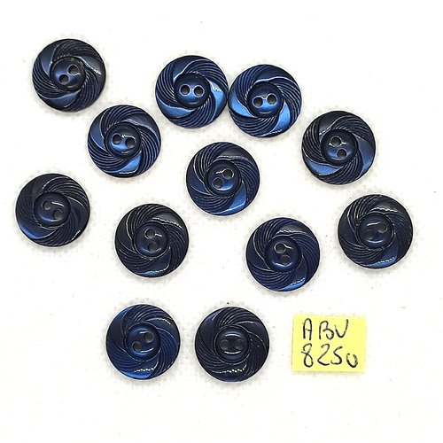 12 boutons en résine bleu - 14mm - abv8250