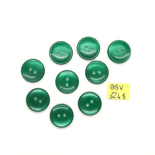 9 boutons en résine vert - 18mm - abv8248