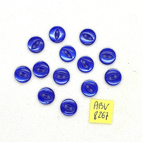 13 boutons en résine bleu - 12mm - abv8267