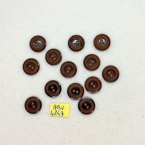 13 boutons en résine marron - 13mm - abv8247