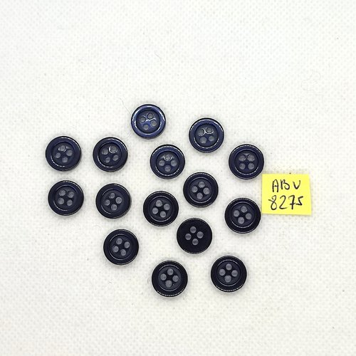 15 boutons en résine bleu - 12mm - abv8275