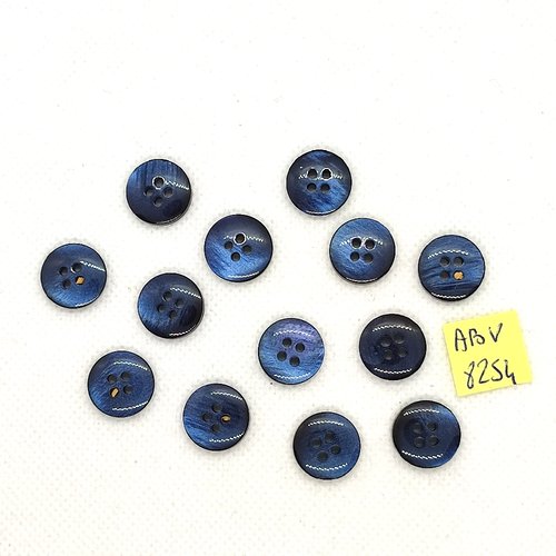 13 boutons en résine bleu - 14mm - abv8254