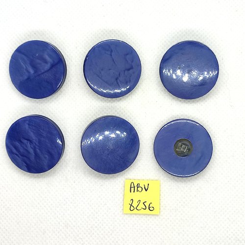 6 boutons en résine bleu - 27mm - abv8256