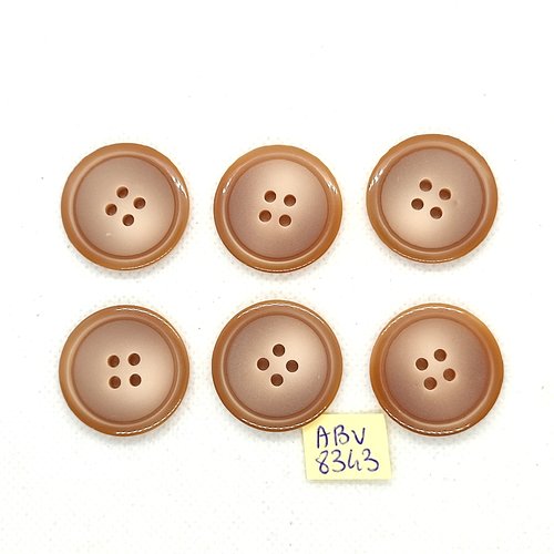 6 boutons en résine marron - 27mm - abv8343