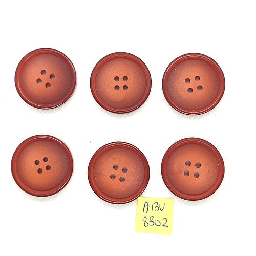 6 boutons en résine marron - 27mm - abv8302