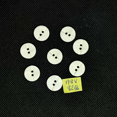 8 boutons en résine blanc - 15mm - abv8286