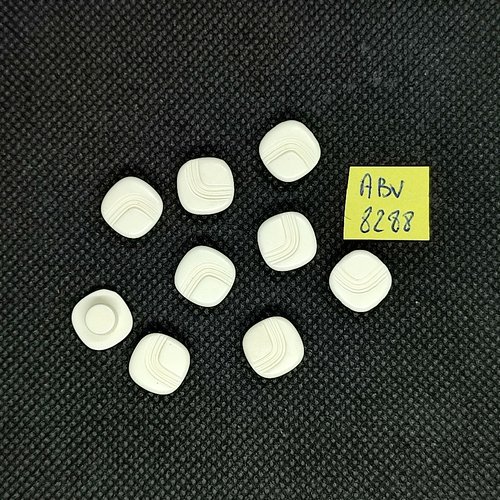 9 boutons en résine blanc - 11x11mm - abv8288