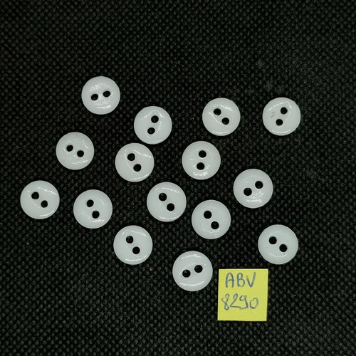 15 boutons en résine blanc - 10mm - abv8290