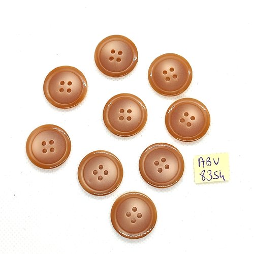 9 boutons en résine marron - 22mm - abv8354