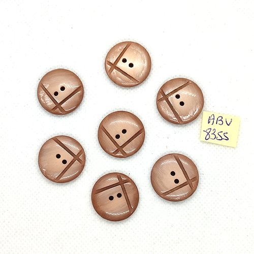 7 boutons en résine marron - 21mm - abv8355