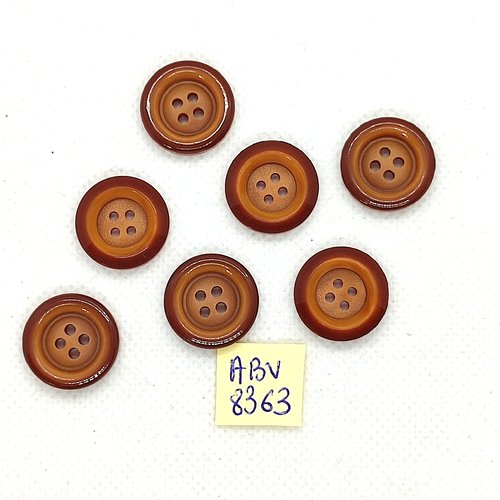 7 boutons en résine marron - 18mm - abv8363