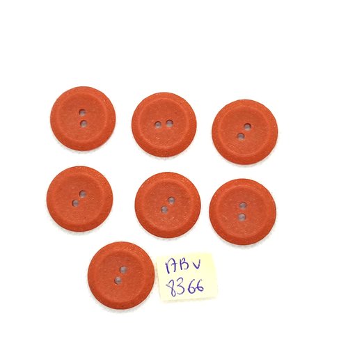 7 boutons en résine marron / orange foncé - 22mm - abv8366