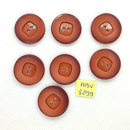 7 boutons en résine marron - 27mm - abv8299