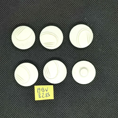 6 boutons en résine blanc - 22mm - abv8285