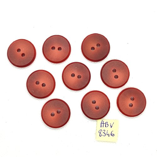 9 boutons en résine marron / rouge - 22mm - abv8346