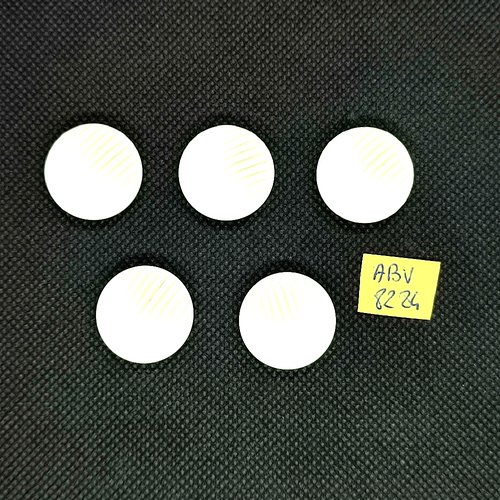 5 boutons en résine blanc - 22mm - abv8284