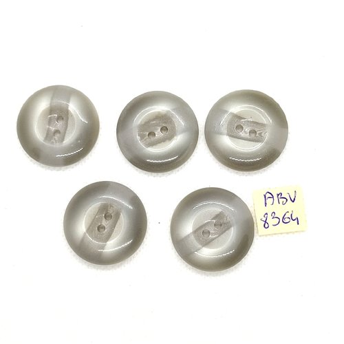 5 boutons en résine gris - 28mm - abv8364
