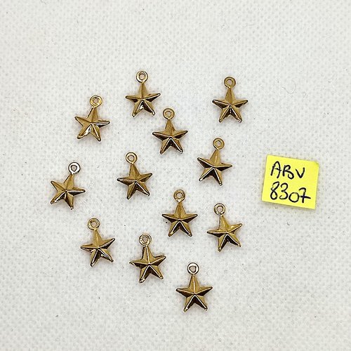 12 breloques en métal doré - des étoiles - 10x13mm - abv8307