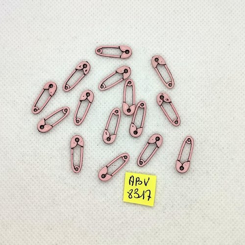 15 breloques en métal rose - épingle à nourrisse - 6x17mm - abv8317