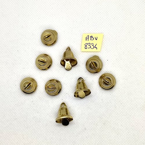 9 breloques en métal doré - cloches - 14x15mm - abv8334