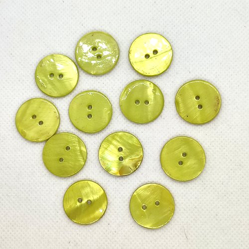 12 boutons en nacre vert pomme - 20mm - div764