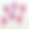 6 boutons en bois fantaisie - bonhomme de neige rose fuchsia et blanc - 21x35mm - bri744