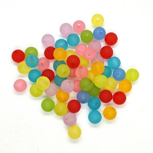 Lot de 60 perles en résine multicolore - 11mm