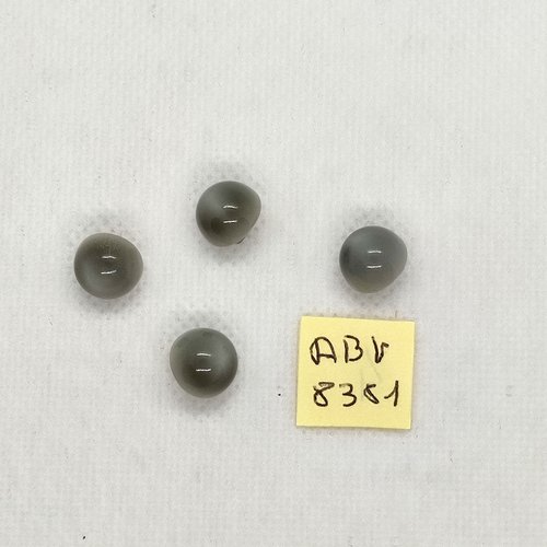 4 boutons en résine gris - 10mm - abv8381