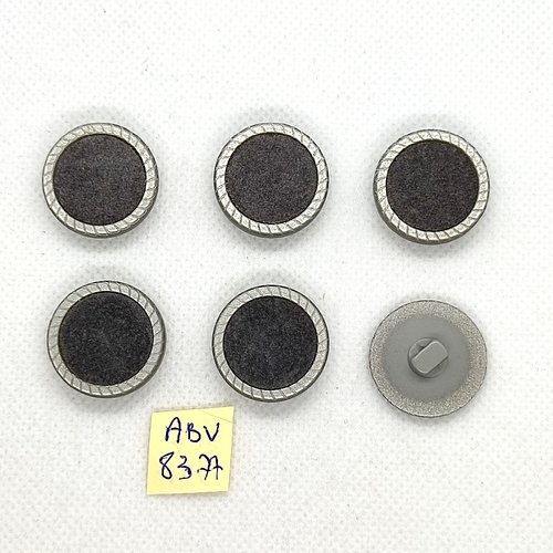 6 boutons en résine gris - 22mm - abv8377