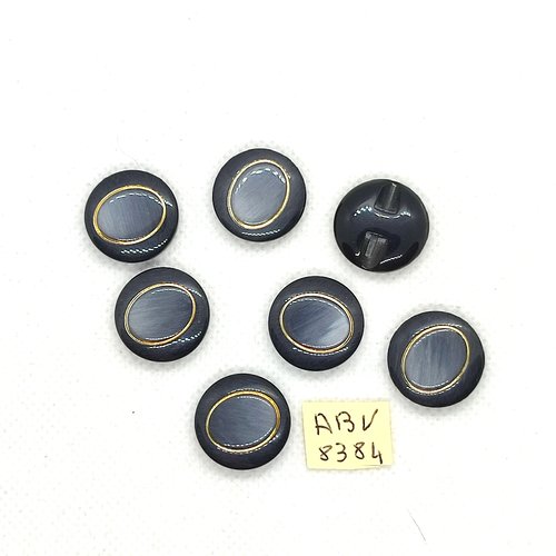 7 boutons en résine gris - 18mm - abv8384