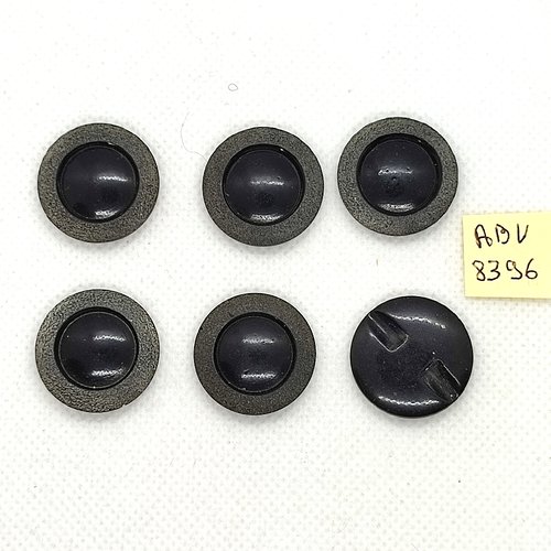 6 boutons en résine gris et bleu nuit - 22mm - abv8396