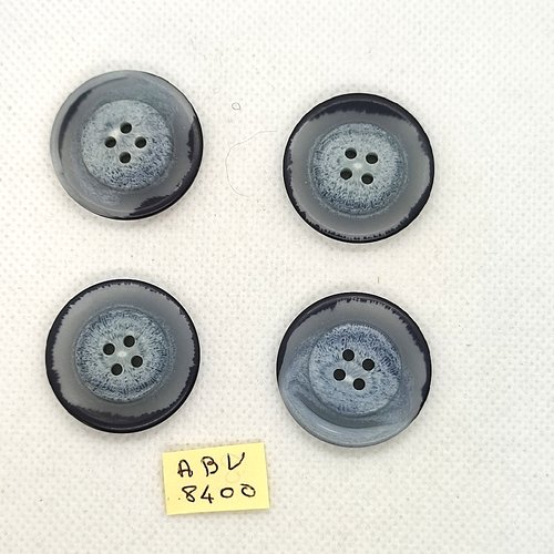 4 boutons en résine gris et bleu - 28mm - abv8400