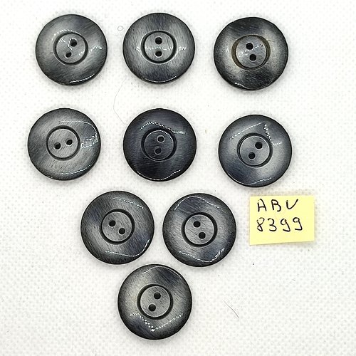 9 boutons en résine gris - 22mm - abv8399