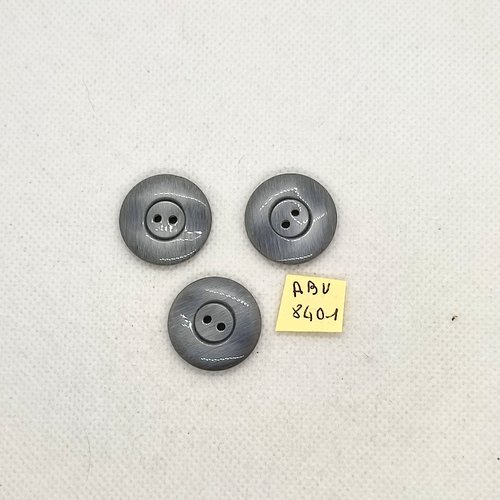 3 boutons en résine gris - 22mm - abv8401