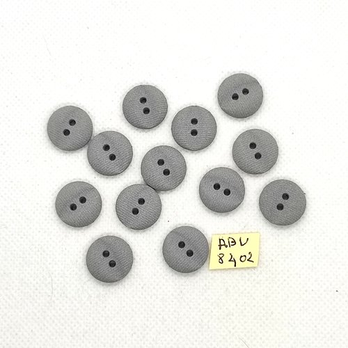 13 boutons en résine gris - 15mm - abv8402