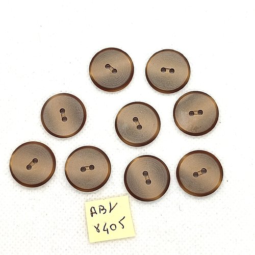 8 boutons en résine marron - 18mm - abv8405