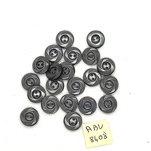 21 boutons en résine gris - 12mm - abv8408