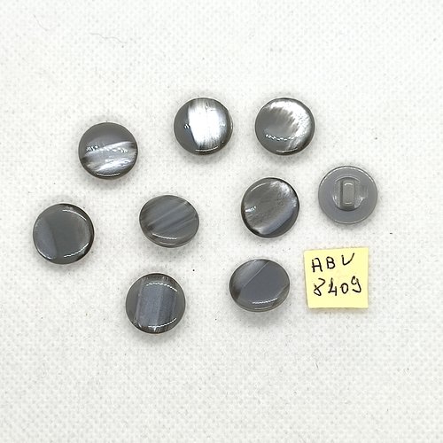 9 boutons en résine gris - 14mm - abv8409