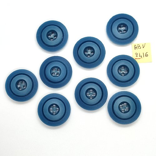 9 boutons en résine bleu - 26mm - abv8416